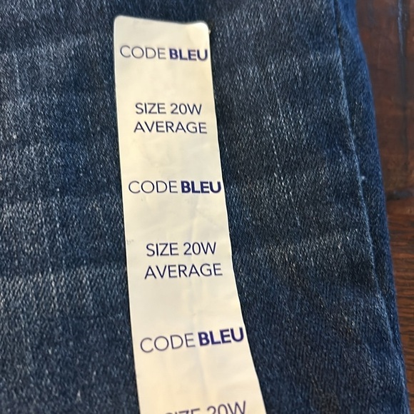 Code Bleu High Rise Straight Ankle Jean Stretch Distressed Raw Hem Dark Wash 20W - Picture 10 of 15